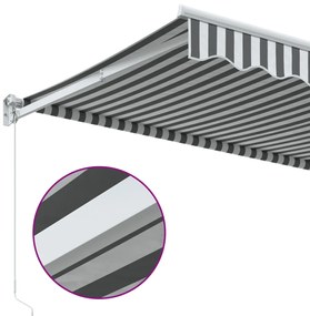 Toldo retrátil 4x3 m tecido e alumínio antracite e branco