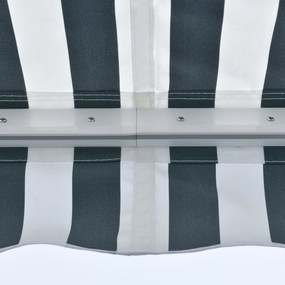 Toldo elétrico retrátil com função manual com manivela e controle remoto 300x250 cm para portas janelas verde e branco
