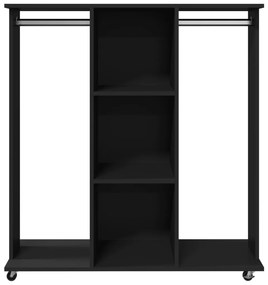 Roupeiro com rodas 102x38x110 cm derivados de madeira preto