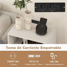 Suporte para discos vinil de 3 níveis com estação de carregamento Estante 4 divisórias 48 x 40 x 88 cm Branco