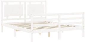 Estrutura de cama com cabeceira 160x200 cm madeira maciça