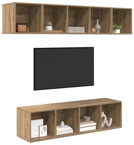 Conjunto de móvel de TV 4 pcs carvalho artisiano