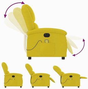 Poltrona de massagens reclinável elétrica veludo amarelo
