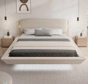 Cama de Casal Flutuante Beatrice com Colchão – 180x200 cm – Bege – Ilu