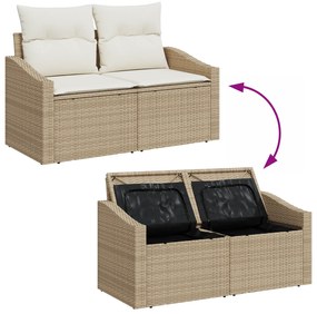 Conjunto de Sofá de Jardim 11 Peças com Almofadas Bege em Rattan Sinté
