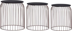 vidaXL Mesas de centro 3 pcs cobre