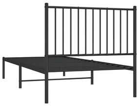 Estrutura de cama com cabeceira 90x200 cm metal preto