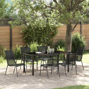 vidaXL Conjunto de Jantar de 7 Peças Preto Textilene e Aço