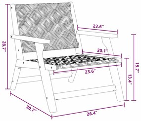 Conjunto de Cadeiras de Jardim com Mesa - 5 Peças, Preto e Branco, Mad