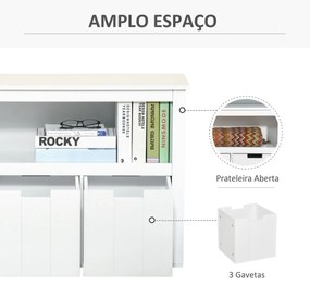 Aparador de Sala de Estar Armário Auxiliar de Armazenamento Moderno com Prateleira Aberta e 3 Gavetas para Dormitório Sala de Estar 102x33x61,5cm Bran