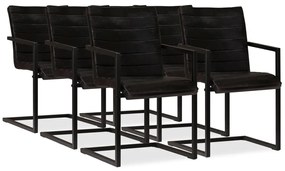 vidaXL Cadeiras de jantar 6 pcs couro genuíno antracite