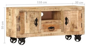 Móvel de TV 110x30x50 cm madeira de mangueira áspera