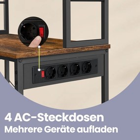 Estante de cozinha com tomadas de 40 x 80 x 167 cm preta