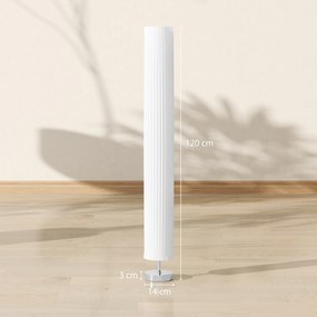 Candeeiro de pé moderno em coluna com luz suave, 40 W, 14 L x 14 L x 120 A cm, aço inoxidável branco