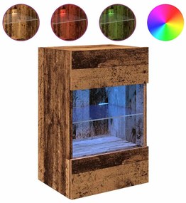 Armários de parede com luzes LED para TV 2 pcs 40x30x60,5 cm madeira v