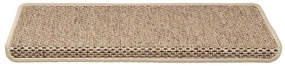 Tapetes escada adesivos aspeto sisal 15pcs 65x21x4cm cor areia