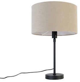 Candeeiro de mesa preto ajustável com cúpula castanho claro 35 cm - Parte Design