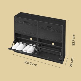 Sapateira com 4 abas para sapatos 24 x 105,5 x 82,7 cm preta