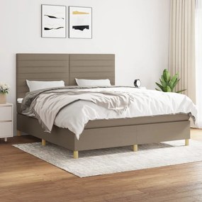 vidaXL Cama com molas/colchão 180x200 cm tecido castanho-acinzentado