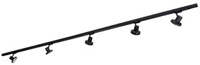Sistema de iluminação de trilho trifásico moderno com 5 focos pretos GU10 111 mm à esquerda - Trifásico Jeany