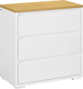 HOMCOM Cómodas Quarto Cómoda Branca Moderna com 3 Gavetas de Madeira para Dormitório Carga Máxima 40 kg 70x37x75 cm | Aosom Portugal