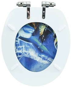 Assento de sanita com tampa de fecho suave MDF design golfinhos