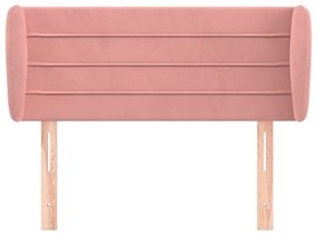 Cabeceira de cama c/ abas veludo 103x23x78/88 cm rosa