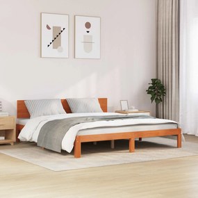 vidaXL Estrutura da Cama com cabeceira Marrom Cera 180 x 200 cm