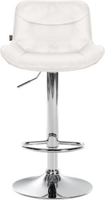 Banco alto em veludo com estrutura prateada 85-106 x 49 x 51 cm cor creme
