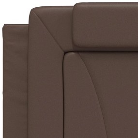 Estrutura cama c/ cabeceira 180x200cm couro artificial castanho