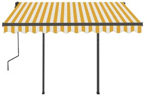 Toldo retrátil manual com LED 3,5x2,5 m amarelo e branco