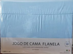 CAMA 150/160 cm - Jogo de lençóis 100% flanela azul claro: Azul Cama 160 cm - 1 lençol ajustavel 160x200+30 cm + 1 lençol superior 240x290 cm  + 2 fronhas 50x75 cm