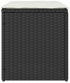 Bancos de jardim com almofadas 2 unid 40x40x43 cm vime PE preto