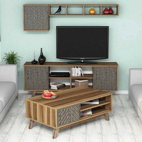 Conjunto de Mobiliário de Sala de Estar Inci – Nogueira Azul – TV: 160