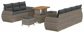 Conjunto de Sofá de Jardim vidaXL de 10 Peças com Almofadas Cinza Poli
