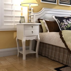 vidaXL Mesa de cabeceira com 2 gavetas branco