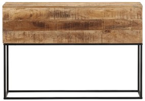 Mesa consola 110x30x75 cm madeira mangueira áspera maciça/ferro