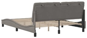Cama sem colchão 160x200 cm tecido castanho-acinzentado