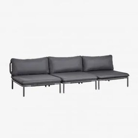 Sofá Modular De Jardim De 3 Peças Aço Roubly Cinza Grafito - Sklum