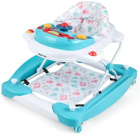 Andador de bebê dobrável 6 em 1 com altura ajustável - rosa