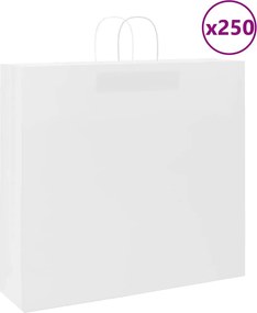 vidaXL Sacos de papel 250 unid com alças branco 54x15x49 cm