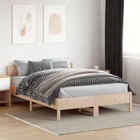 Estrutura de cama c/ cabeceira 150x200 cm pinho maciço