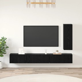 vidaXL Conjunto de móvel de TV 4 pcs Carvalho Preto 30.5 x 30 x 90 cm