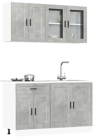 4 peças armário de cozinha conjunto Kalmar concreto cinza