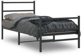 vidaXL Estrutura de cama com cabeceira e pés 90x200 cm metal preto