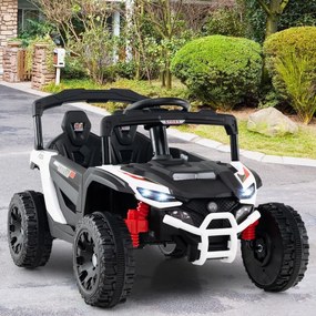 Carro elétrico infantil de 12 V, com comando à distância, 3 velocidades, luzes LED, música, buzina, veículo a bateria para crianças, Branco