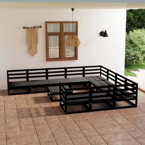 11 pcs conjunto lounge de jardim pinho maciço