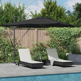 vidaXL Guarda-Sol Cantilever Roma com LEDs - Preto, 286 x 285 x 270 cm, Alumínio