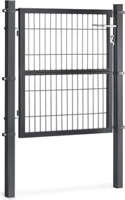 Portão de jardim com fechadura, 106 x 100 cm, em aço galvanizado cinzento