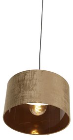 Candeeiro de suspensão moderno preto com cúpula castanha 35 cm - Combi Moderno